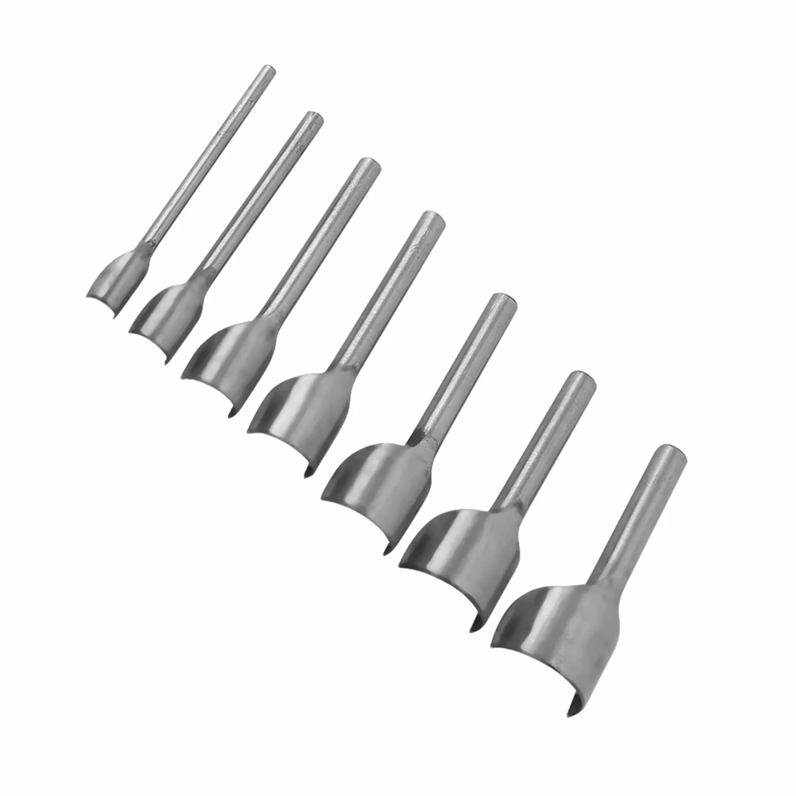 Punzón de Corte de Forma Semicircular, Akozon Cortador de Extremo de Correa de Punzón Redondo de 7 Piezas de Cuero de Bricolaje para Coser Cuero Casero (10-40 MM)