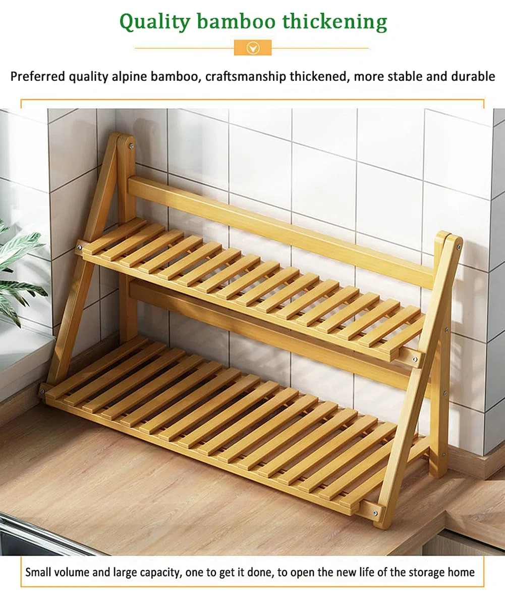 Estantería de almacenamiento de cocina, encimera para el hogar, estante para especias, 2 niveles, estante multifuncional para especias, simple y moderno, estantería para flores de madera