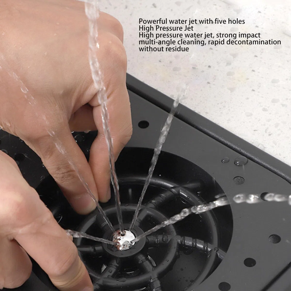 Pitcher Rinser, Limpiador automático de Vidrio de Barra de Limpieza a Alta presión de 360 Grados, Limpiador de Taza de Fregadero de Acero Inoxidable, con 2 tuberías de Agua (Black)