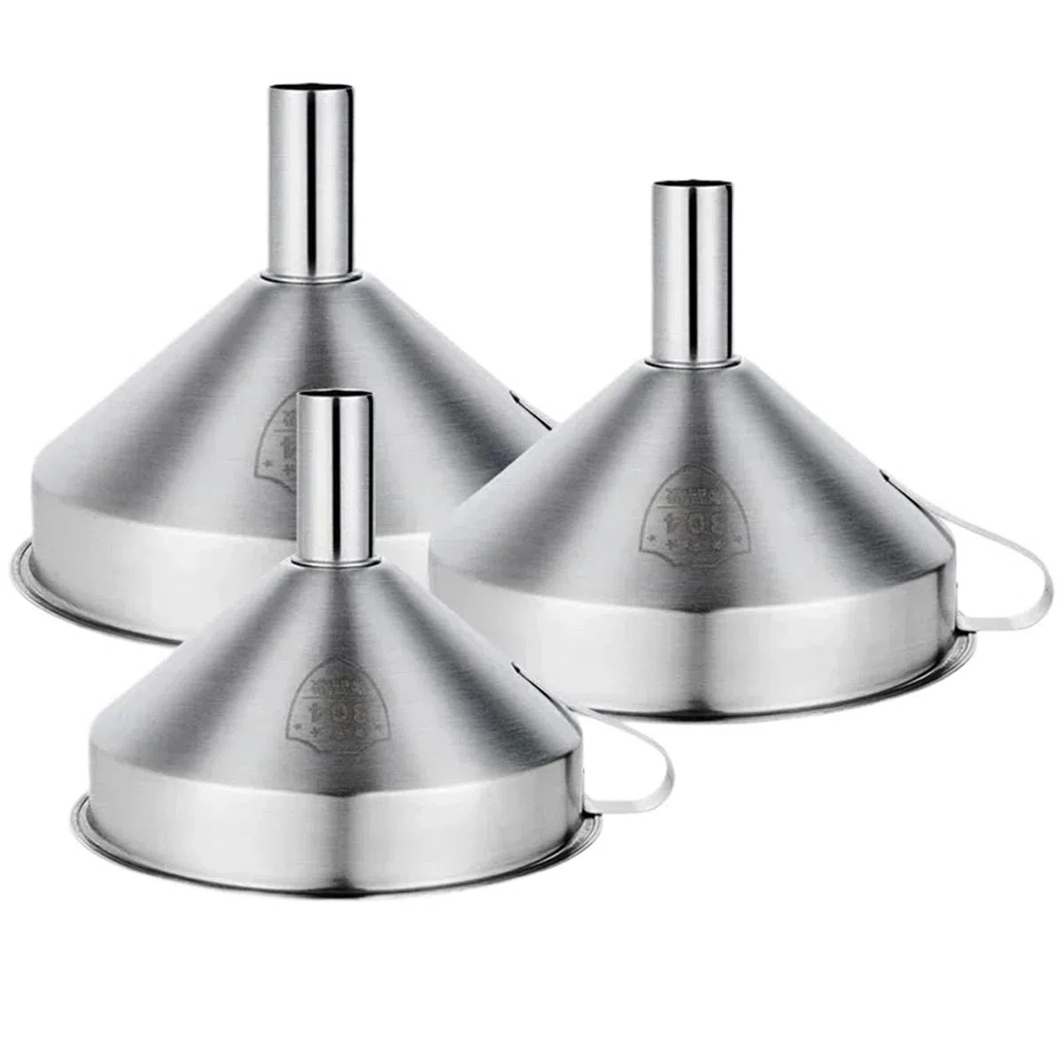 Embudo De Cocina En Acero Inoxidable Juego de embudos acero inoxidable, embudo for líquidos boca ancha con filtro, cocina for botellas, herramientas, 3 uds