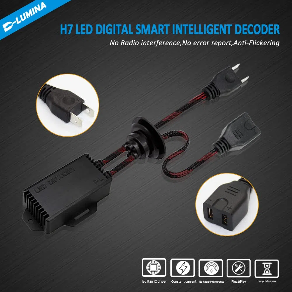 D-Lumina Decodificadores para faros delanteros LED H7, decodificador LED completo con cancelación de errores, cancelador de advertencia de computadora, paquete de 2