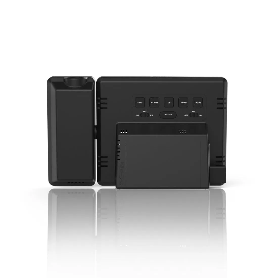 Hama | Reloj Despertador Digital con proyección de la Hora en Techo o Pared (Radio Reloj Despertador, Sensores táctiles, 2 alarmas, Hora, Calendario, Termómetro, Higrómetro, Carga USB) Negro
