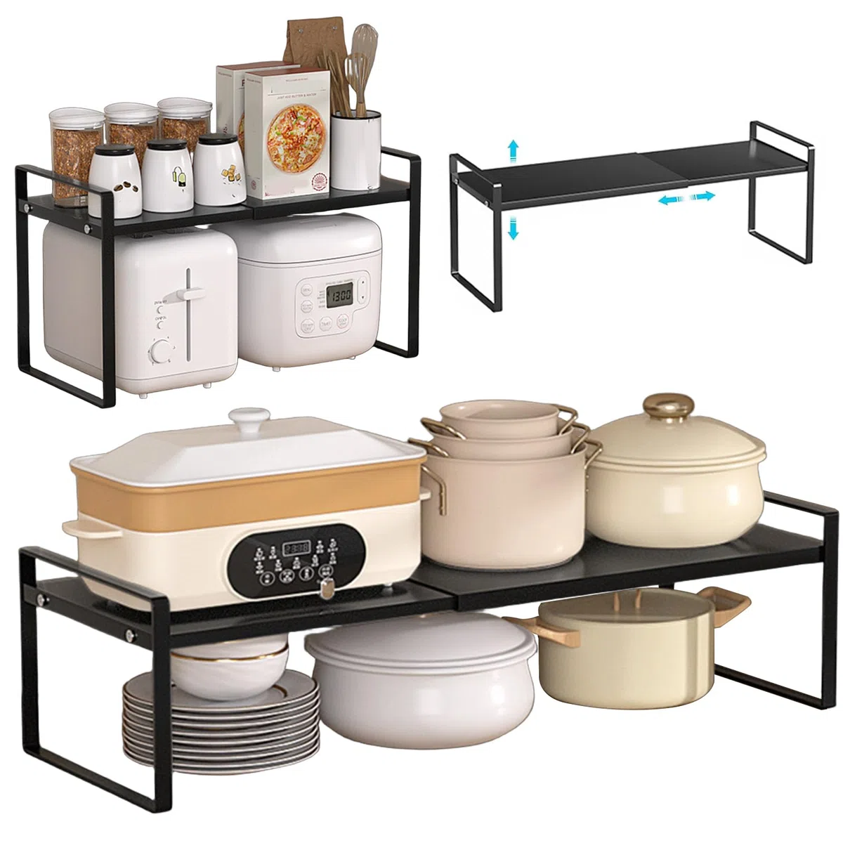 Organizadores de Cocina Expandible de 35-65cm,Estanteria Cocina de metal almacenaje,Organizador de Mostrador Estante de armarios,para cocina,mostradores,despensa