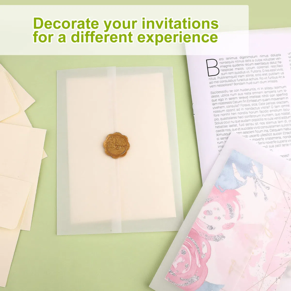 100 Piezas de Papel de Vitela Blanco para Invitaciones, 13x18cm Predoblado Papel de Vitela para Invitaciones Sobre de Invitación para Invitaciones de Boda Baby Shower Invitaciones de Cumpleaños
