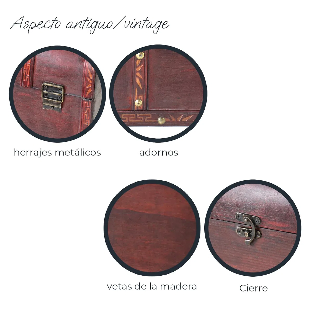 HMF Cofre del tesoro de madera, Baúl pequeño con cierre metálico vintage para cumpleaños infantil, boda o aniversario | 30 x 20 x 15 cm | Portugal