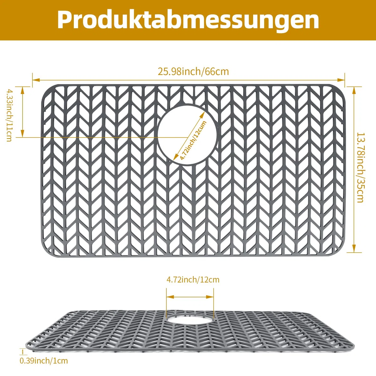 Alfombrilla de silicona para fregadero, protectora de fregaderos de cocina, antideslizante y optimizada para drenar el agua, Ideal para proteger el fregadero y mantener el orden en la cocina (66*35cm)