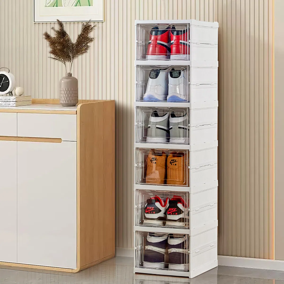 Cajas Zapatos Transparente Foldable 6 Pisos Organizador Almacenamiento Almacenaje Guardar Zapatos Shoe Boxes