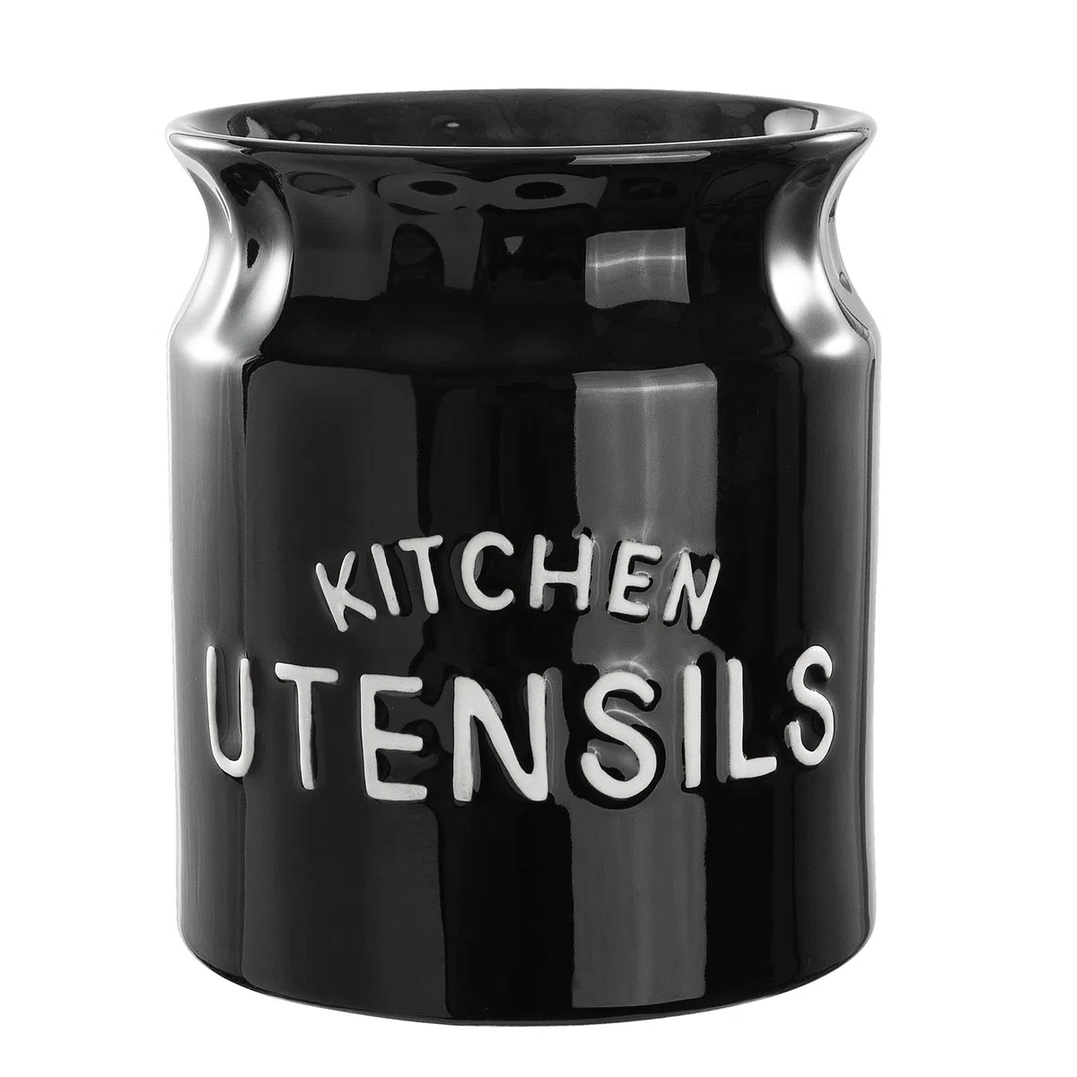 Kitchen Utensilhalter, großer Bauernhaus Utensilhalter für Arbeitsplatten, dekorative Keramikkoch -Utensilien, Schockhalter für Küchentheke, 14 x 16 cm, Schwarz