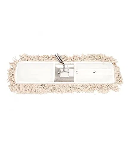 Clim Profesional - Mopa Industrial Plana Algodón 15x75CM con Bastidor Metálico. Limpieza Profesional en Grandes Superficies. Barrido de Suelos. Elimina Polvo y Suciedad. Muy Resistente. Tamaño 75CM