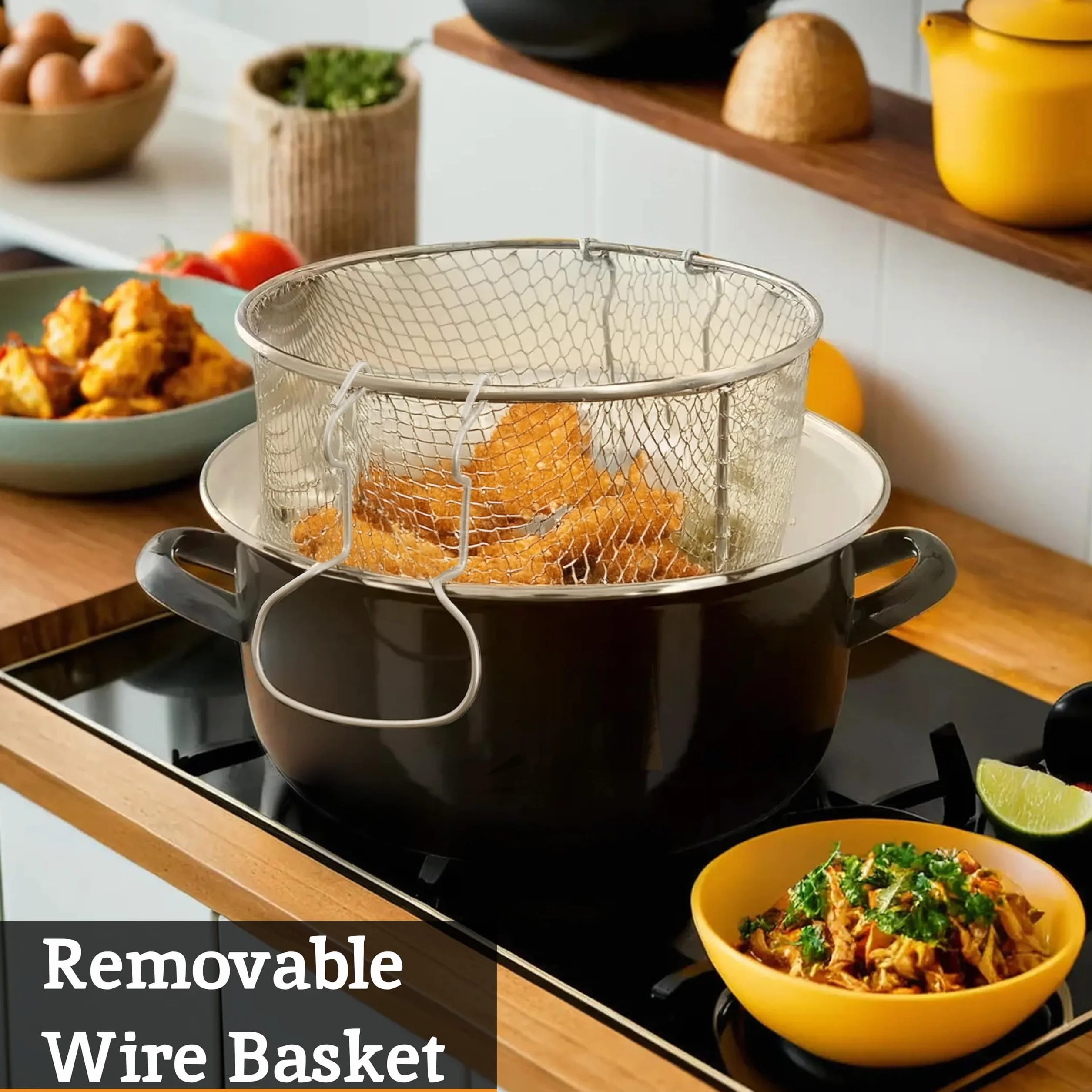 Premier Housewares 102102 - Freidora con Cesta y Tapa Pyrex, 16 x 33 x 27 cm, 5 l, Color Negro
