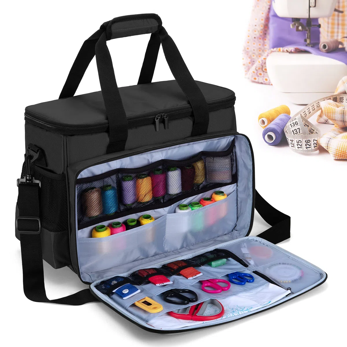 Luxja Máquina de Coser Trolley Bolso, Bolsa para Máquina de Coser, Funda Maquina de Coser (No Incluido Accesorios)