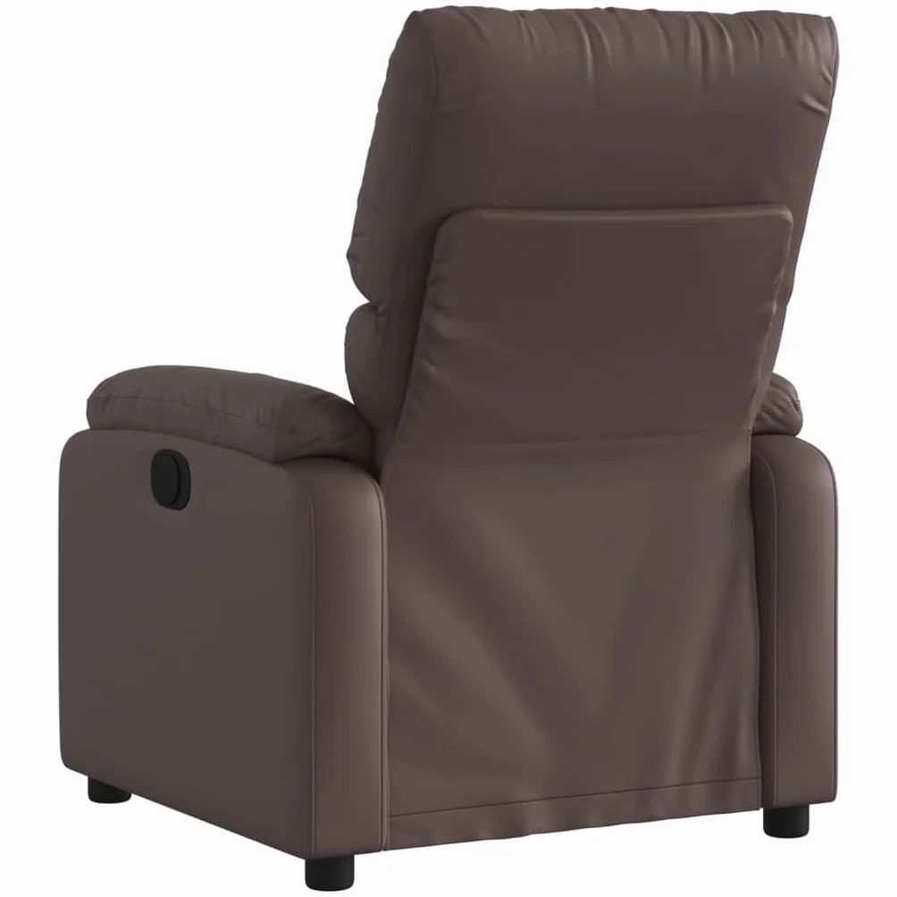 Sillón de relax manual de piel sintética marrón con reposabrazos, cómodo sillón de descanso con bolsillo lateral, respaldo ajustable hasta 135°, piel sintética de fácil cuidado, estable