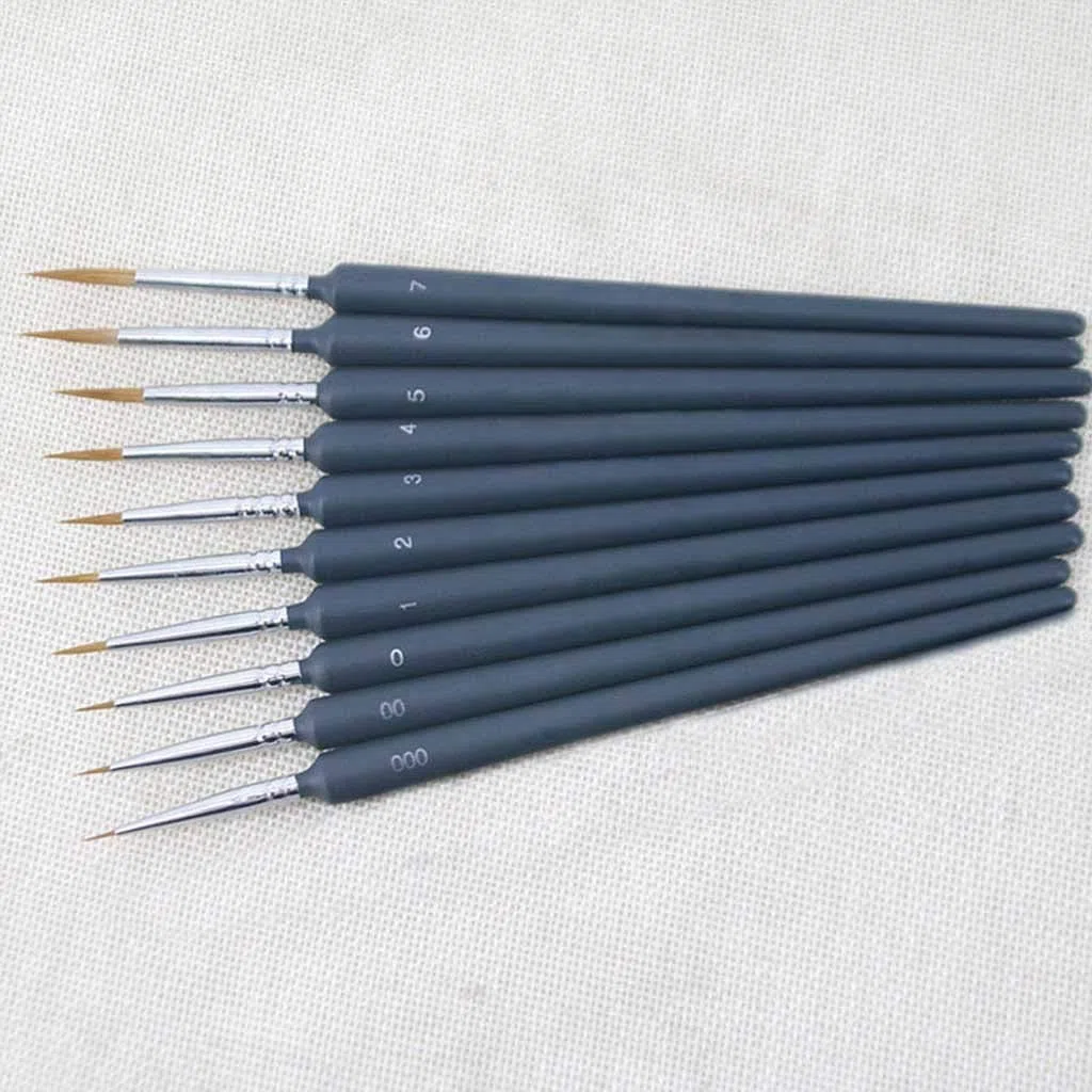 XBTGS Pincel, 10 piezas de pintura de acuarela gouache, pelo de comadreja, líneas dibujadas, kit de herramientas, pinceles, artistas, pinceles, suministros de pintura al óleo,