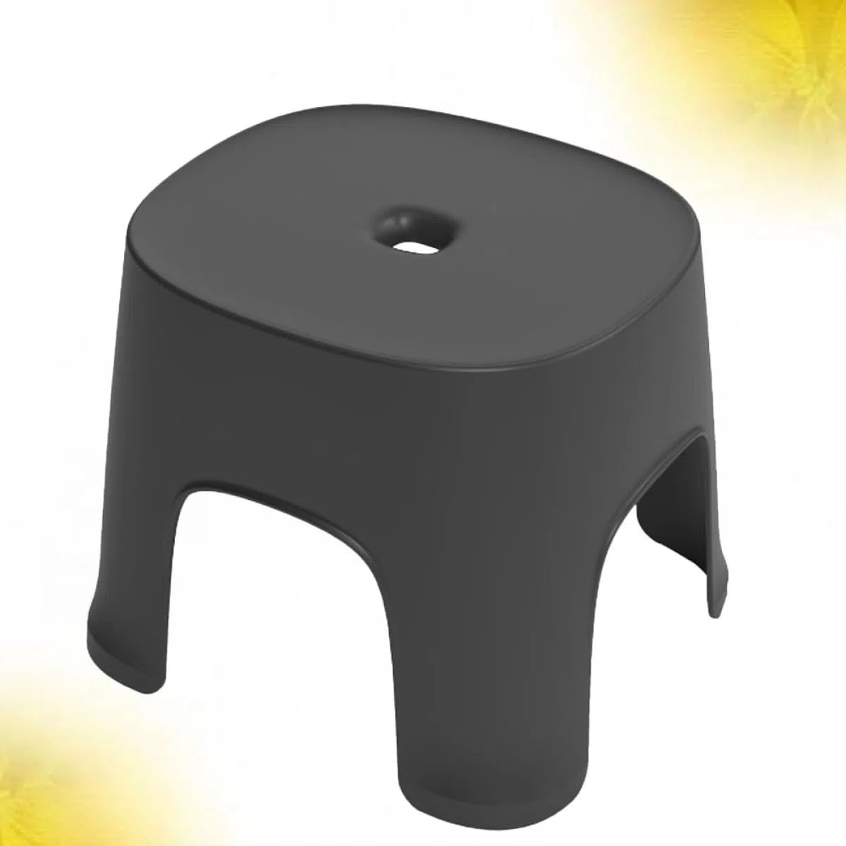 Taburete Escalón Negro de PVC Portátil y Ligero para Baño y Cocina, Taburete Antideslizante Adecuado para Uso Hogar