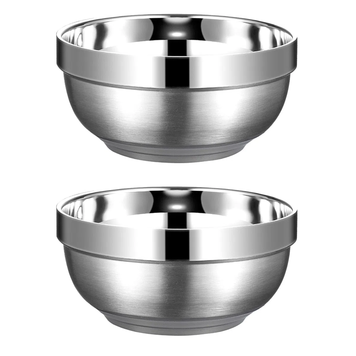 Yalin Juego de 2 cuencos de acero inoxidable con aislamiento térmico, SUS 304, cuencos de metal multiusos de doble pared, cuencos perfectos para servir helado o sopa caliente, cereales, fideos,