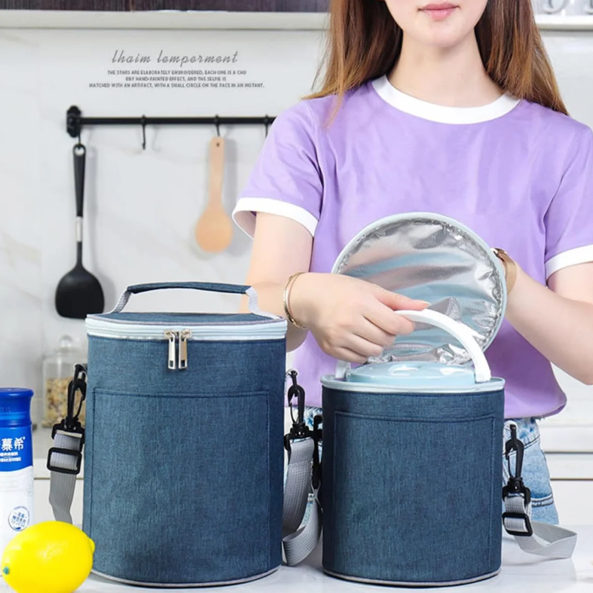iplusmile Bolsa Térmica de Tela Oxford para Alimentos Cremallera Bidireccional, Ligera y Compacta Adecuado para Picnic y Viajes