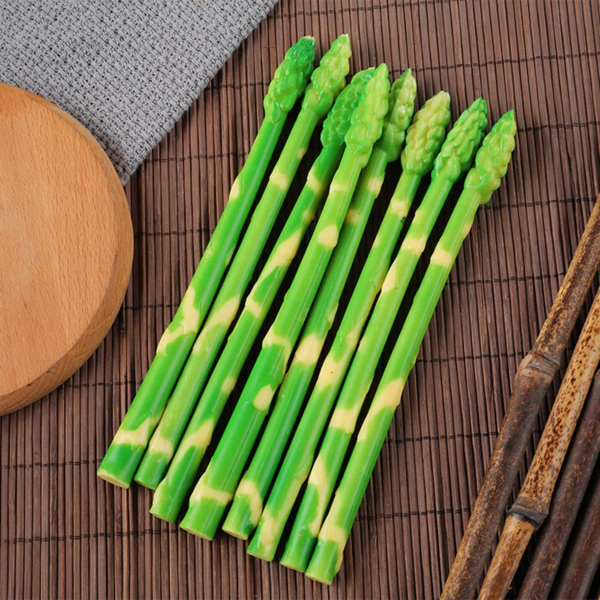 12 espárragos de imitación de verduras falsas, modelo de espárragos realistas, para el hogar, cocina, exhibición, accesorios de fotografía