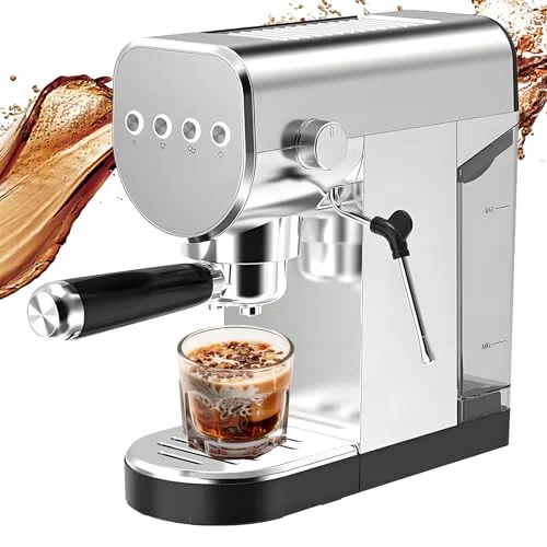 Cafetera Espresso semiautomática con vaporizador de Leche, Alta presión de 20 Bares, depósito de Agua de 900 ml, Ideal para capuchinos.