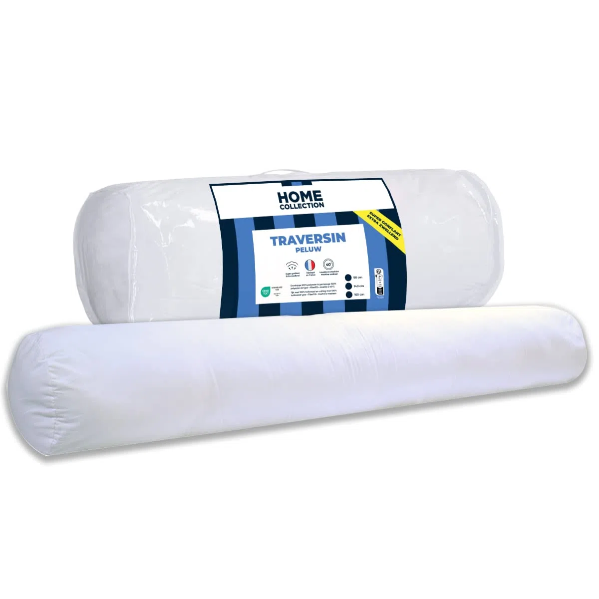Bleu Câlin Home Collection, Traversin Esponjoso para 2 Personas, 160 cm, sobre poliéster