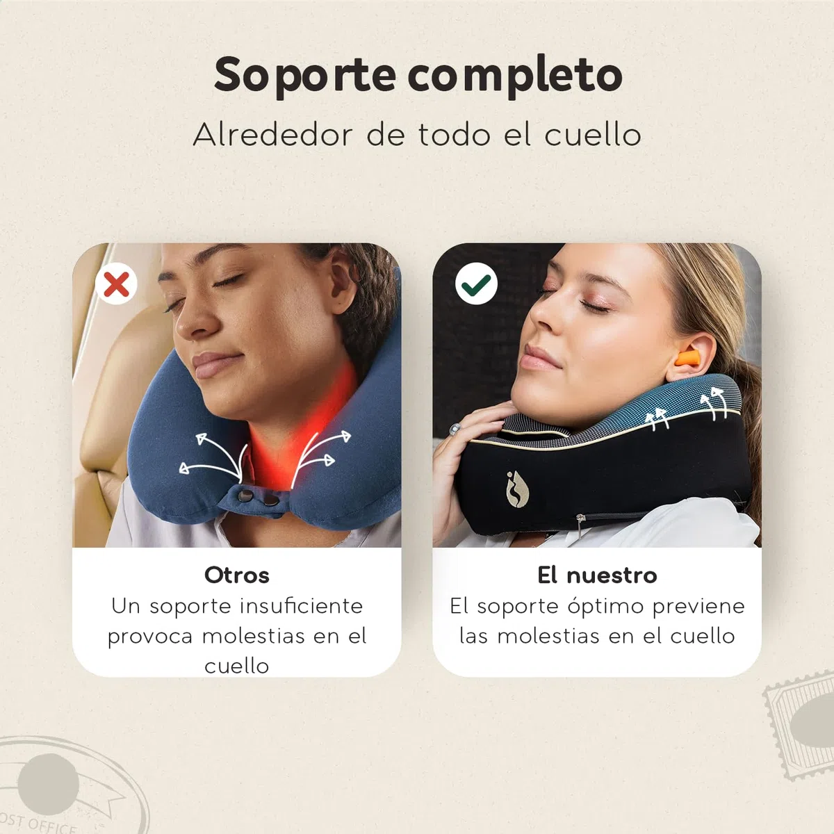 Almohada de Viaje The Wrapper– Cojín Cervical Ergonómico de Memory Foam – Almohada Avión Compacta y Cómoda – Almohada de Viaje para Avión, Tren y Coche