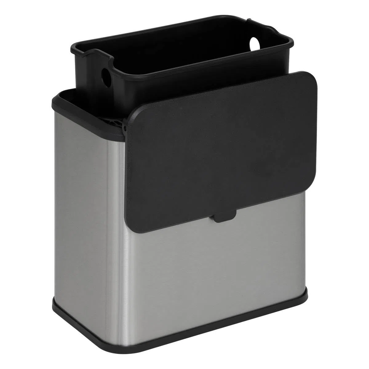 5five - Contenedor de compostaje de acero inoxidable de 5 l con gancho para colgar, doble apertura, cubo extraíble, revestimiento antihuellas, fácil limpieza