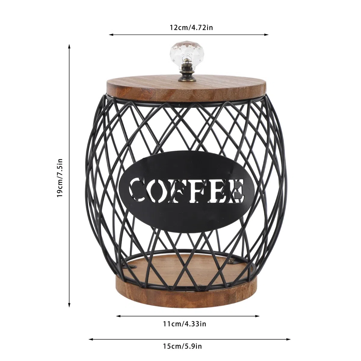 Soporte de la Cápsula de café Zpshyd Almacenamiento de la Vaina de café con Forma de Fruta con Decoración del Hogar del Tapa de la Base de Madera (Negro)