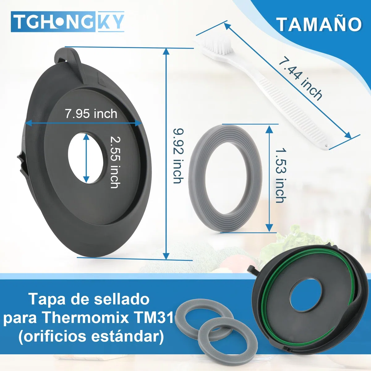 Tapa de Olla para Thermomix TM31 Tapa Robot de Cocina Accesorios para Thermomix TM31 Buen Efecto de Sellado para Evitar Fugas Incluye Cepillo de Limpieza