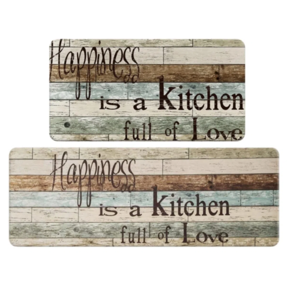 Juego de 2 tapetes de cocina antifatiga, acolchados de espuma viscoelástica, impermeables, antideslizantes, para cocina, oficina, lavandería, verde azulado, estilo granja, Acción de Gracias