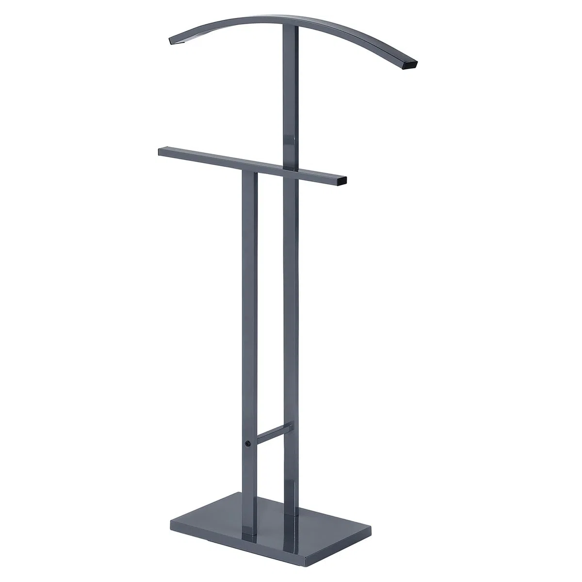 IDIMEX SCOTT SCOTT Galan de Noche Mueble, Caballete con Percha para Chaqueta y Percha para Pantalones y Otras Prendas, Base Rectangular y Tubos de Metal Lacado Gris