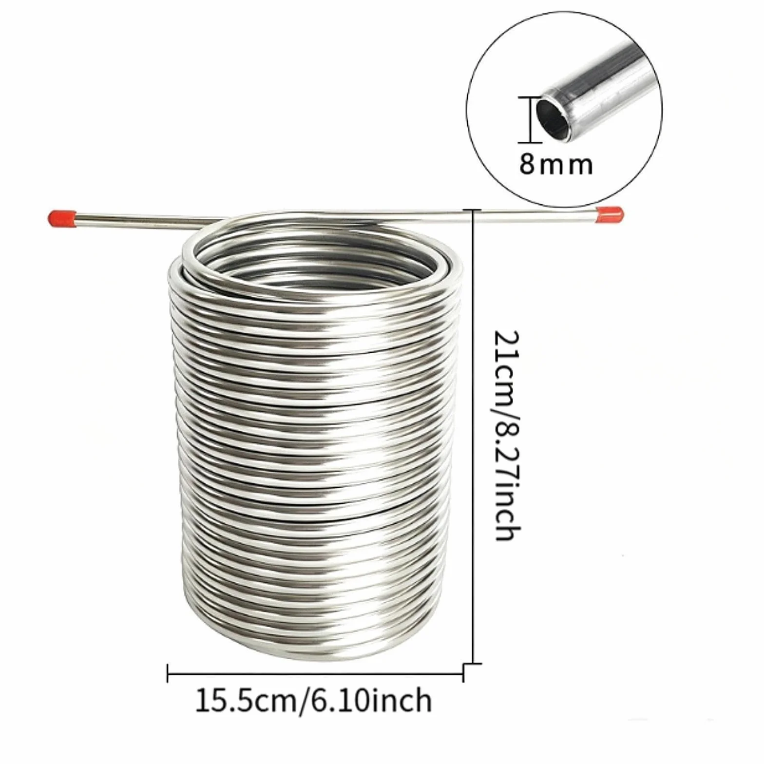 Serpentín de Acero Inoxidable 304 para de Mosto en Proyectos de Bricolaje Y Equipos de Elaboración de Cerveza, con Conector, Individual