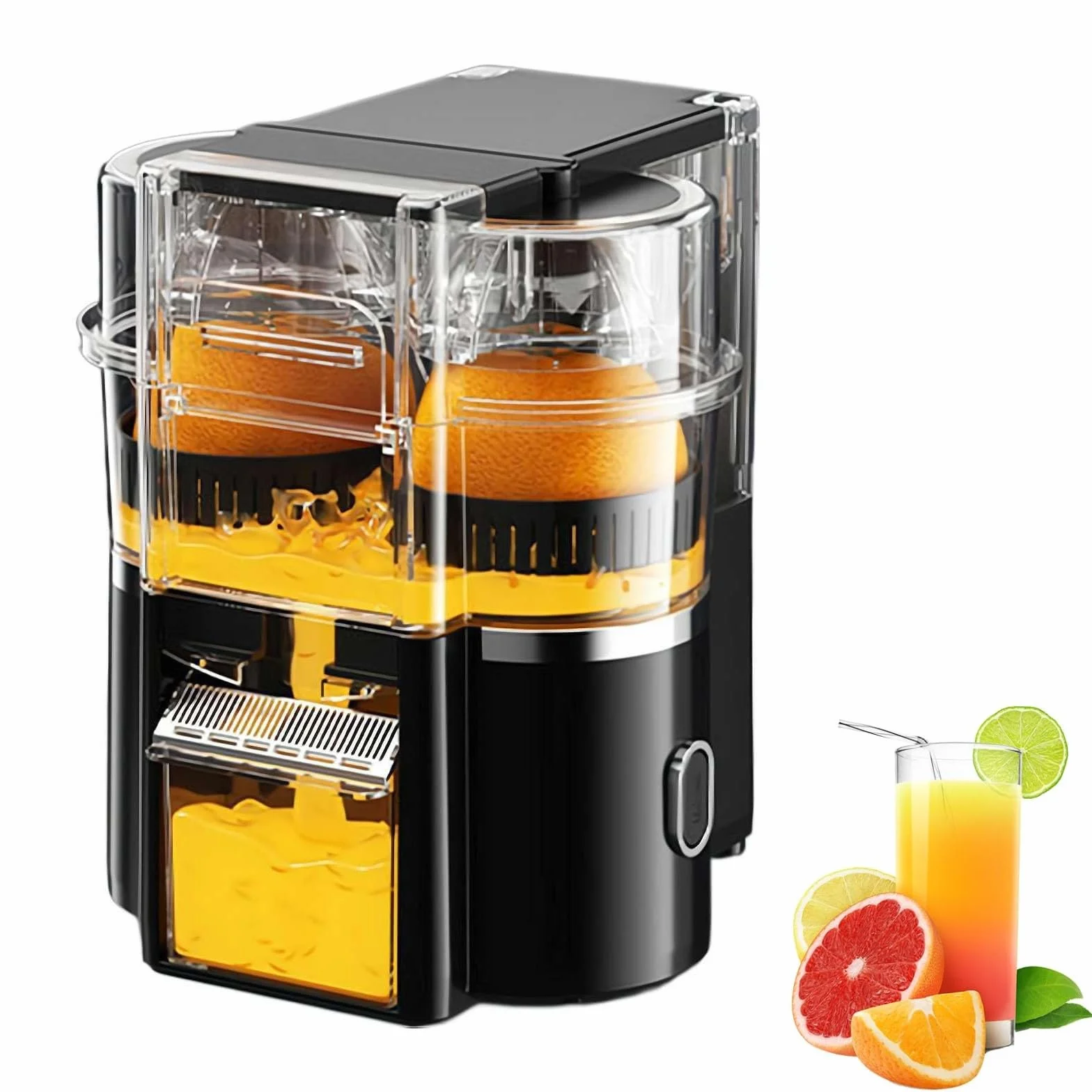 Exprimidor De Cítricos Automático De Doble Cabezal, Exprimidor Cítricos | Juice Maker con motor de 18000 Rpm, extractor de jugo inalámbrico de 2 velocidades para naranjas, limones y limas(Black)