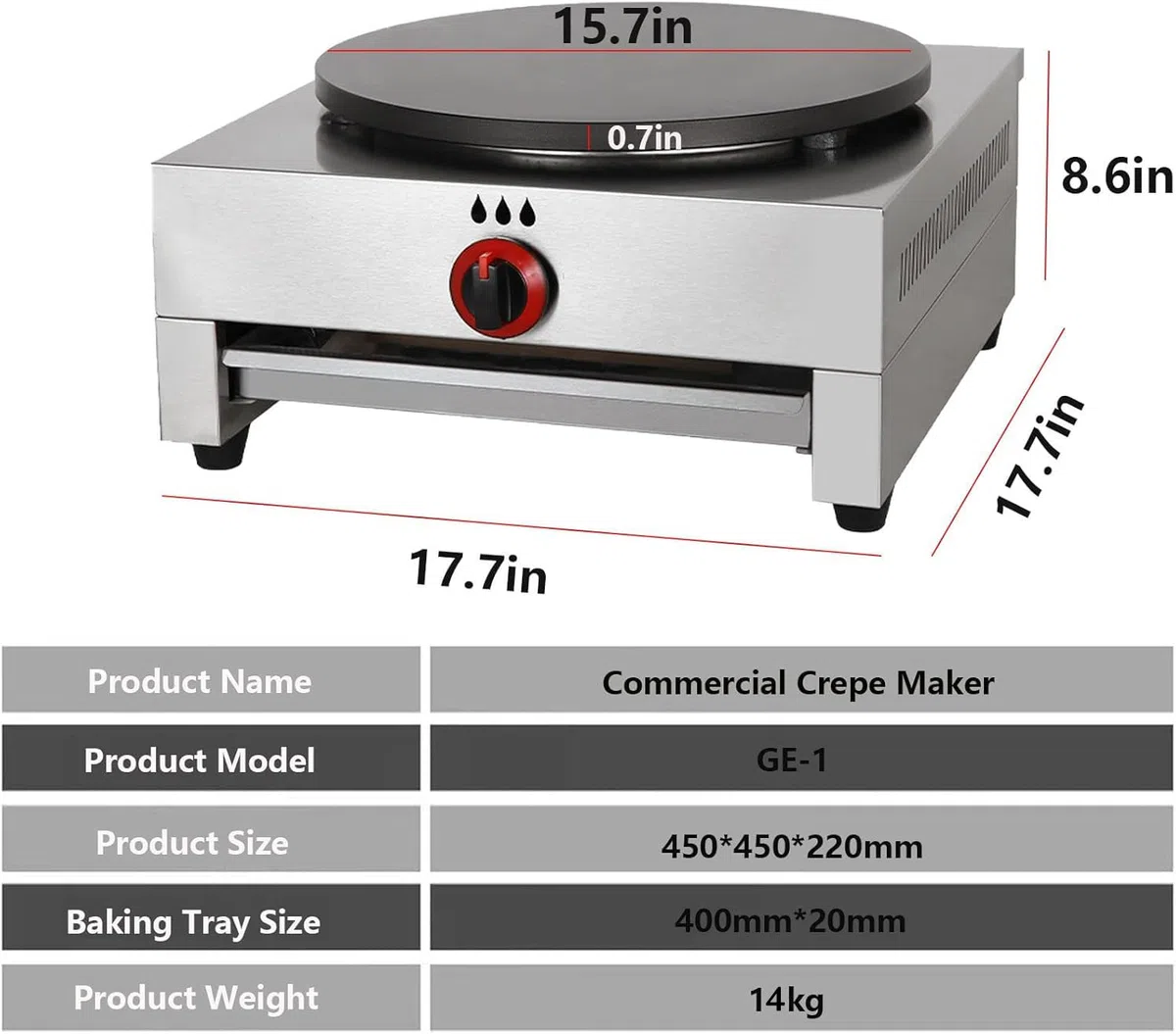 Plancha de crepé antiadherente, potencia de fuego ajustable, máquina comercial de panqueques para el hogar y restaurante, máquina eléctrica de crepé