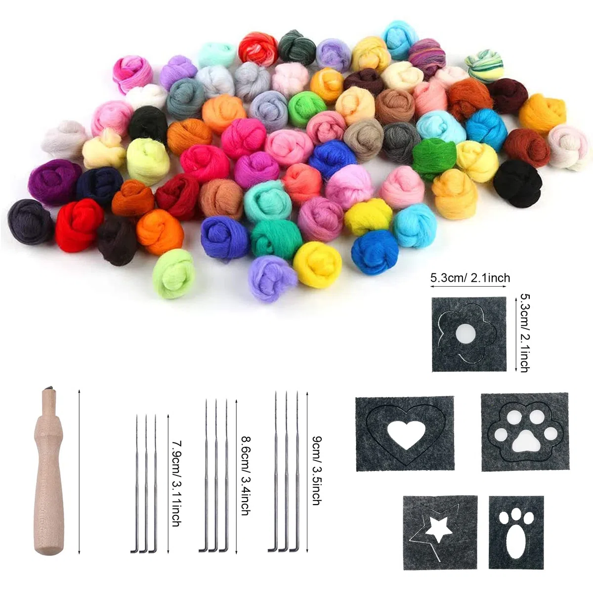 115 Pz Juego de Lana de Fieltro con Aguja, 100 Color de Lana Suave Juego de Lana de Fieltro con Herramientas de Agujas de Fieltro de Lana para DIY Manualidades y Artesanía (100 Color)