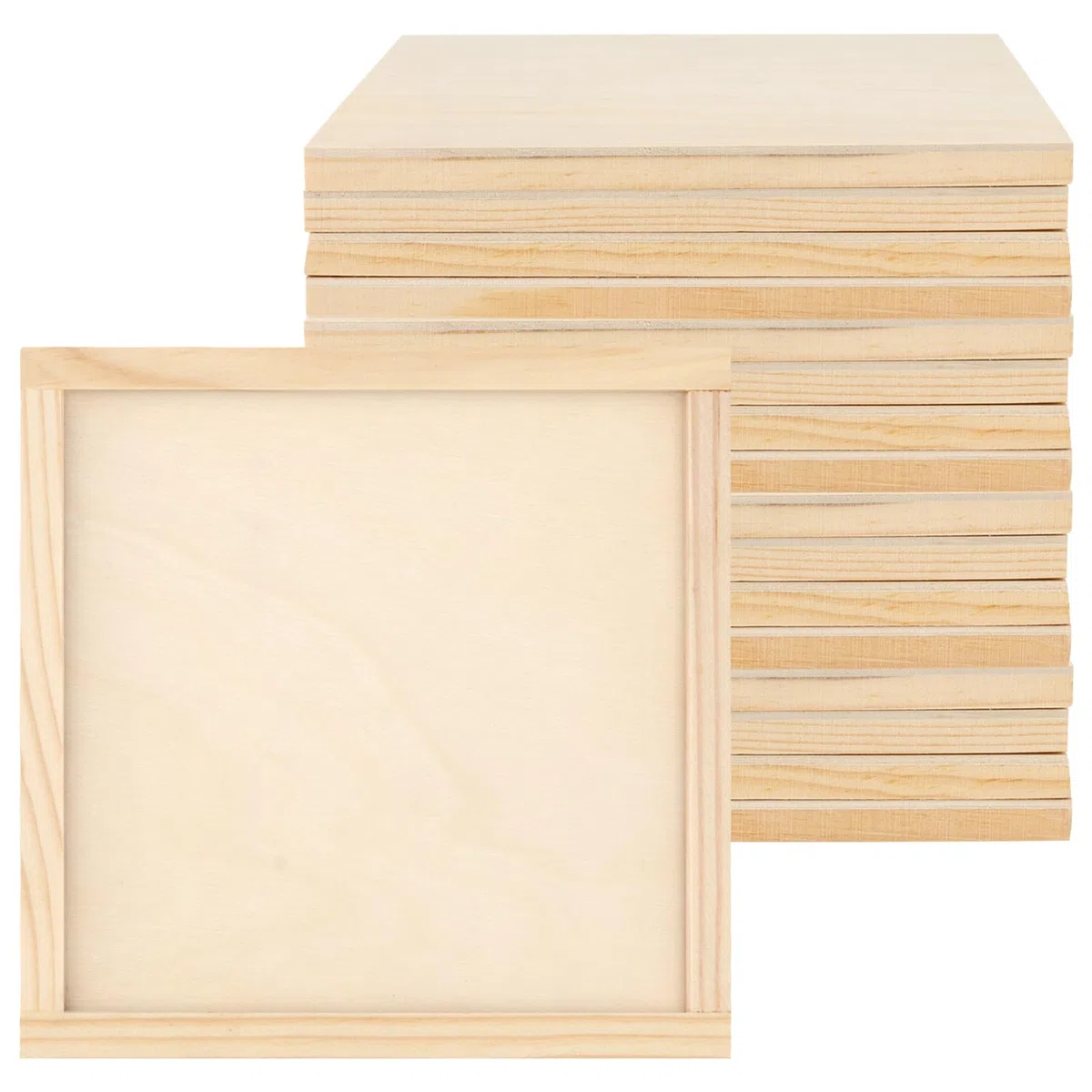 15 unidades de lienzo de madera cuadradas de 20 x 20 cm, tableros de lienzo, tableros de madera, tableros de madera sin pintar, tablas de madera para pintar, dibujar, manualidades