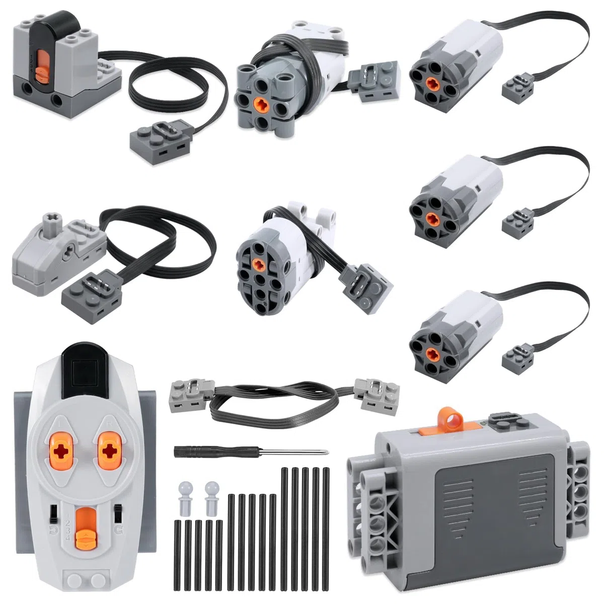 25 PIEZAS Juego de Motores Power Functions de Juguete, Juego de Motores Servo Power Function con Motor M/L/Servo, Caja de Baterías, Control de Interruptor de Potencia, Módulo de Iluminación