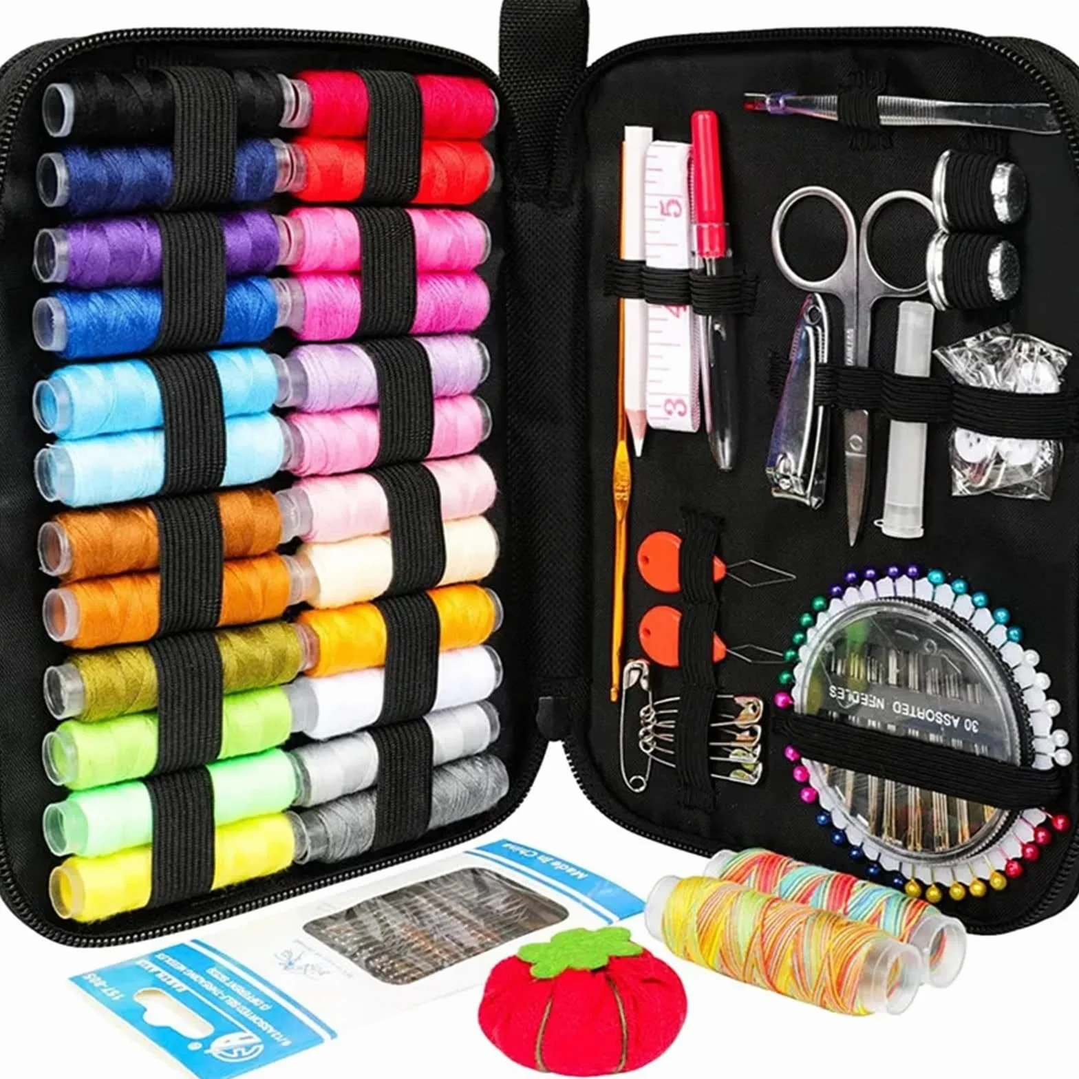 Kit de Costura de Viaje Kit de costura con hilos, agujas, bolsa almacenamiento, tijeras, cinta métrica, botones, portátil, for viajes, bricolaje, bordado, manualidades, caja(229PCS)