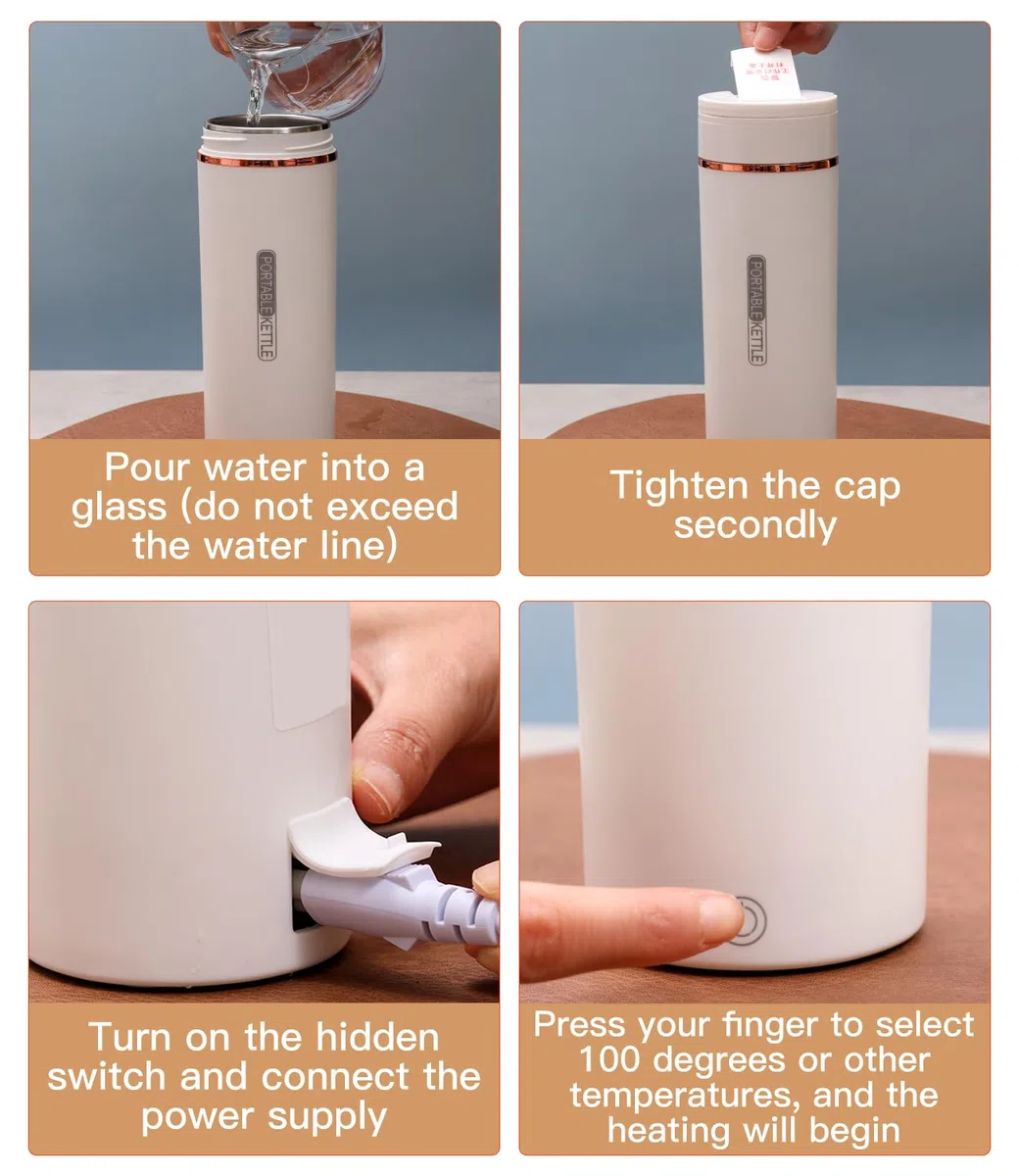 Pequeño hervidor de agua portátil, 500ML 6-Temperaturas Hervidor de Agua Eléctrico, Mini Hervidor Eléctrico, Con Pinceles y bolsas, Materiales Inoxidables, Apagado Automático, para Hacer Leche Café Té