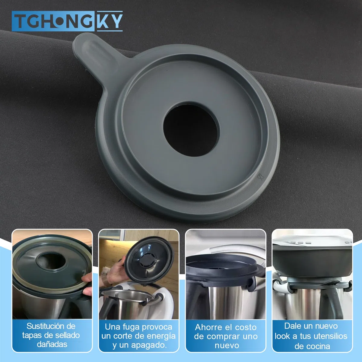 Tapa para Thermomix TM5 Tapa Incluye Junta de Silicona Tapa para Olla Robot de Cocina Meister para Thermomix TM6 Buen Efecto de Sellado Incluye Paño de Cocina y Cepillo de Limpieza XX