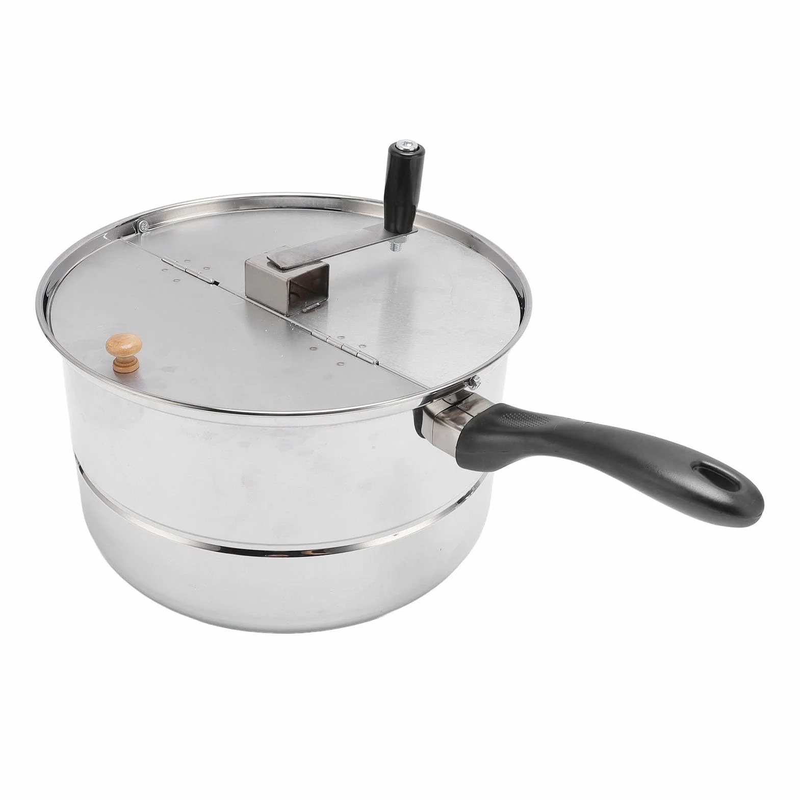 Wakects Máquina para Hacer Palomitas de Maíz en la Estufa, Palomitas de Maíz de Acero Inoxidable con Manivela, Olla para de de 11 X 6,5 Pulgadas para Calefacción Eléctrica y de Gas, Noches de Cine