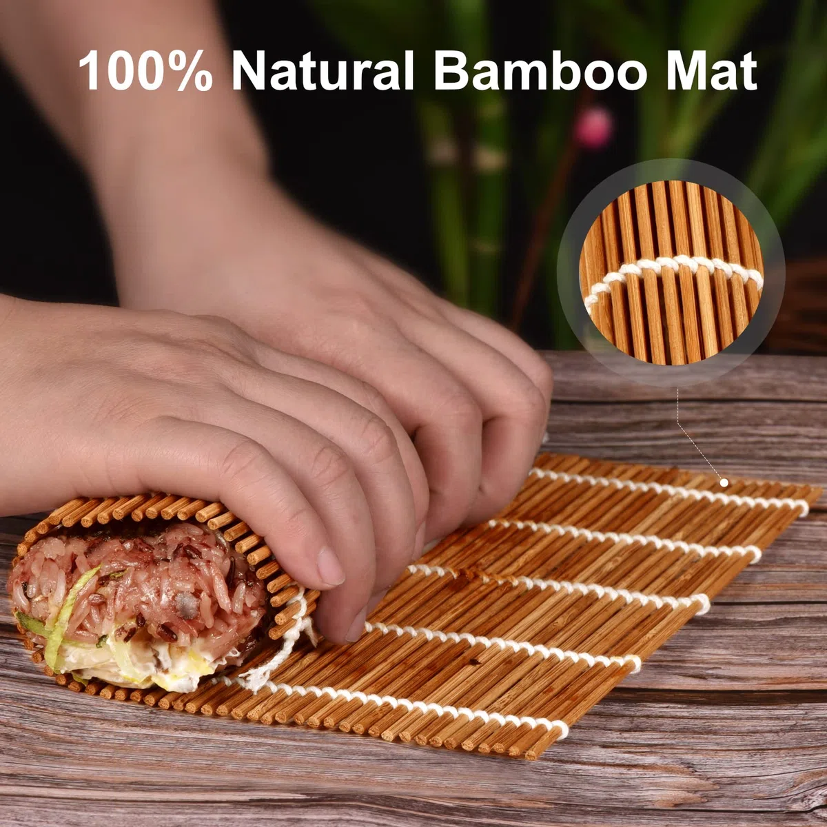 MIUQILAIY Tapete de bambú para sushi de 9.5 x 9.5 pulgadas, rodillo kimbap (4 piezas)