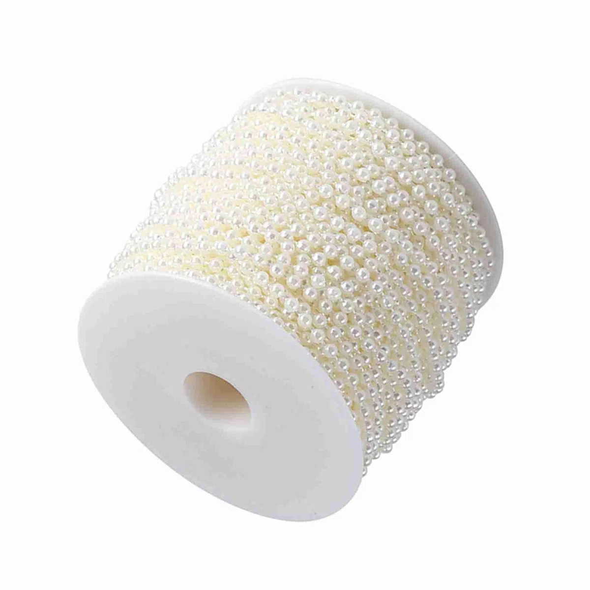 Cuentas de Perlas Artificiales 4 mm, Cuentas de Bricolaje para Manualidades y Adornos, Hechas a Mano, Suministros para Fiesta, Boda o Festival, Cadena de Línea 40 m/Roll (Beige)