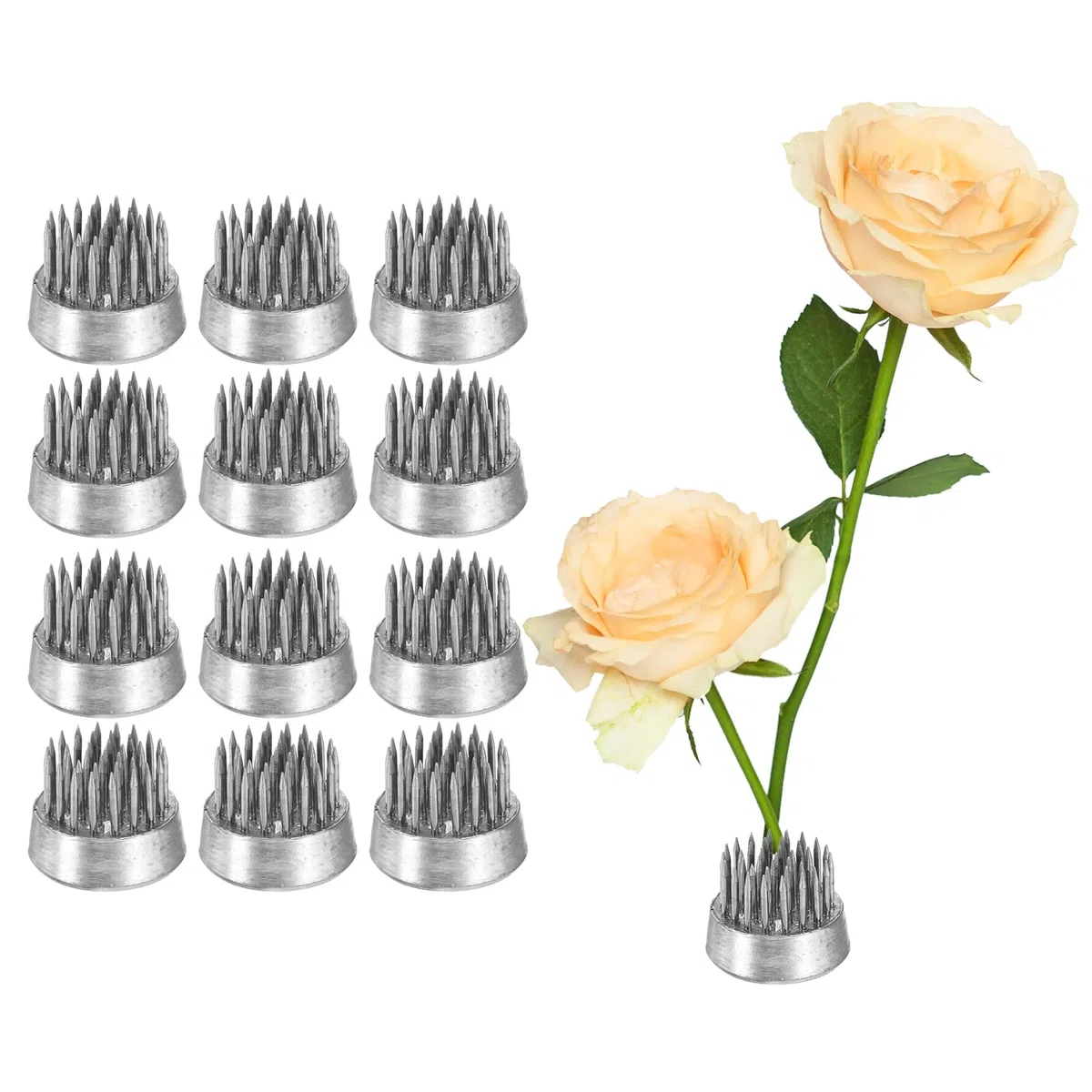 QUARKZMAN 12uds Flor Rana, Redondo Inoxidable Acero Floral Ranas, Flor Arreglo Fija Herramienta Pasador Rana para Flor Arreglo Jarrón, Fijación y Decoración (Plata, 0.9 Pulgadas)