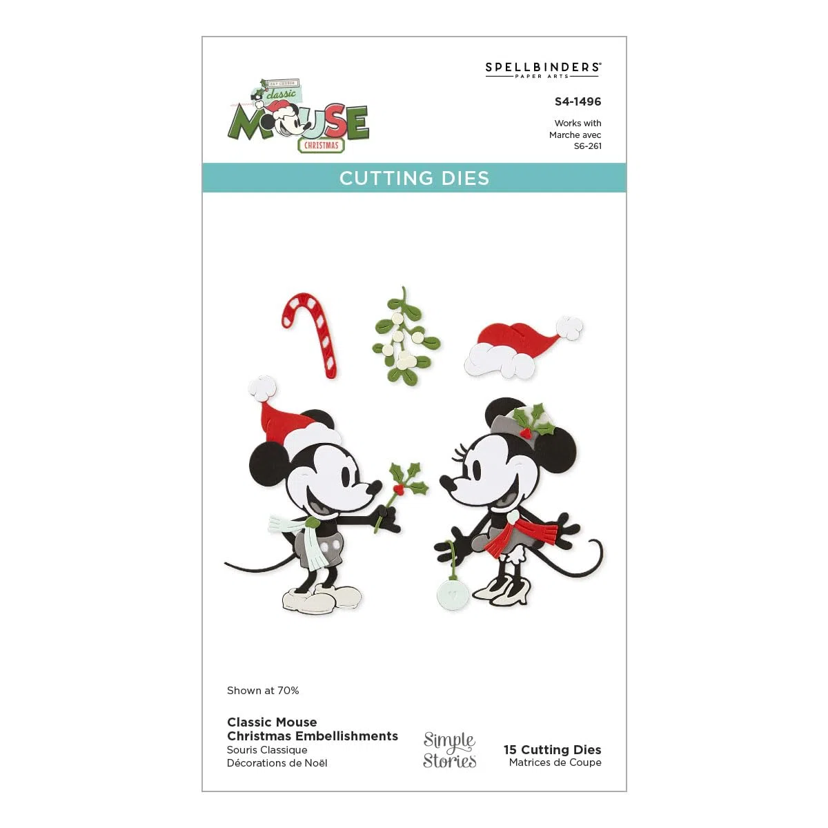 Adornos navideños clásicos de ratón, troqueles grabados de The Say Cheese Classic Mouse Christmas Collection