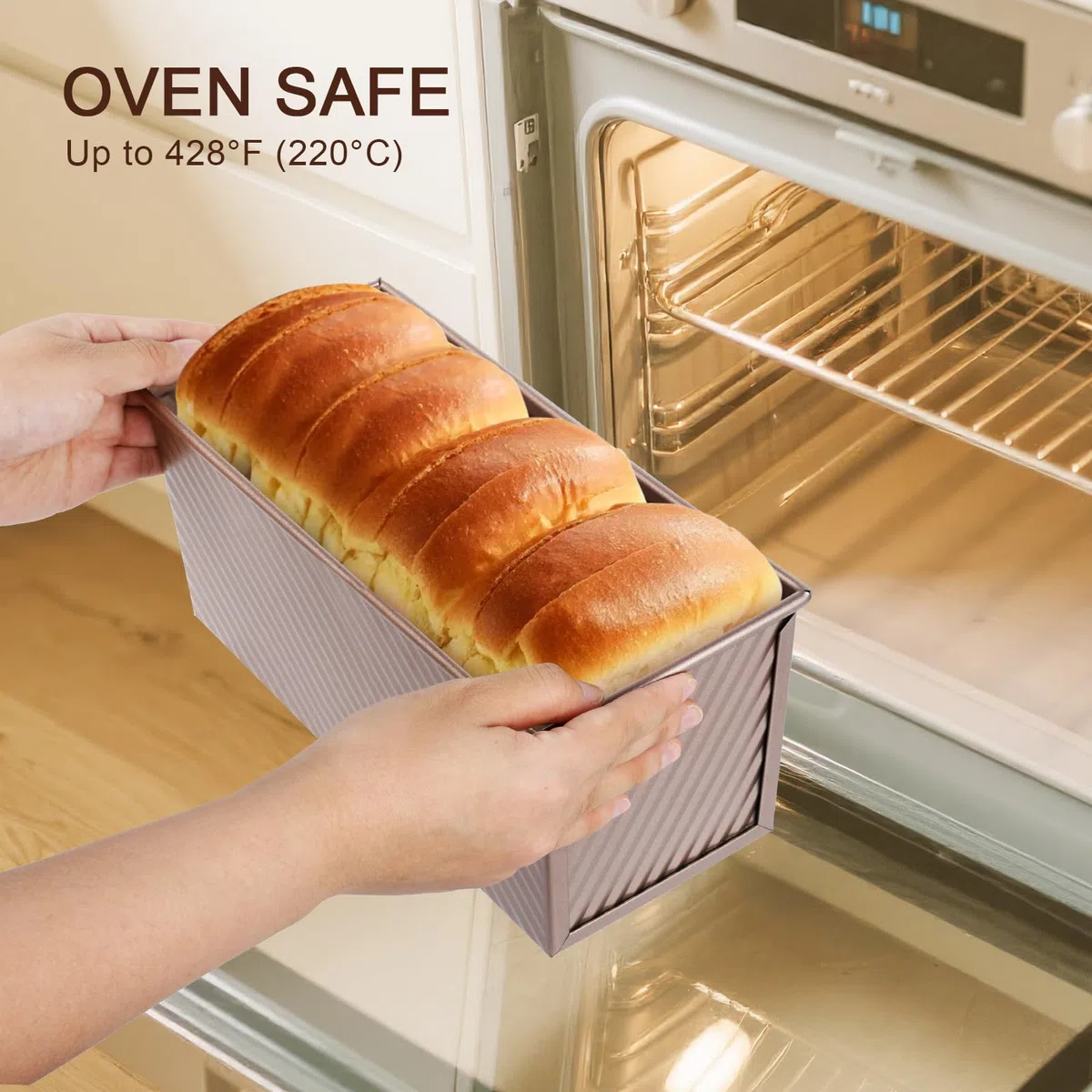 VINATO Molde Pan Horno, (32x12x11.5CM) Dimensiones Grandes, PARA 1000 G DE MASA，De Acero Al Carbono, Molde Para Pan Con Tapa Antiadherente, Ideal Para Tostadas, Brotbackform