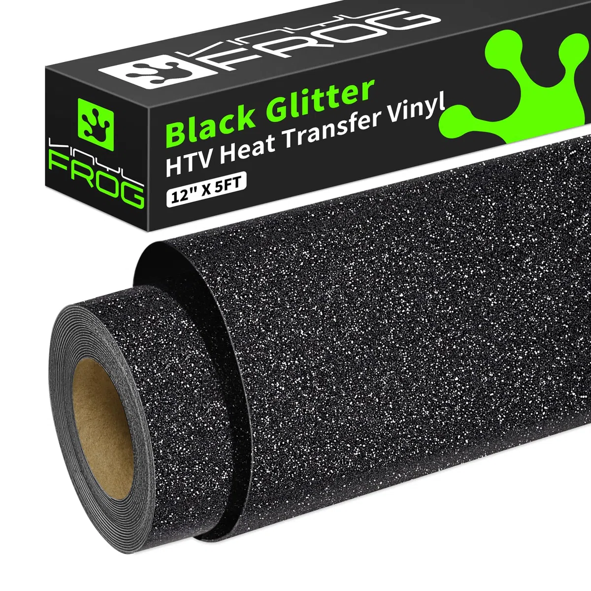 Vinyl Frog Glitter Black Disco de vinilo con transferencia de calor para prendas de vestir 25.5x155cm (10 "x60")