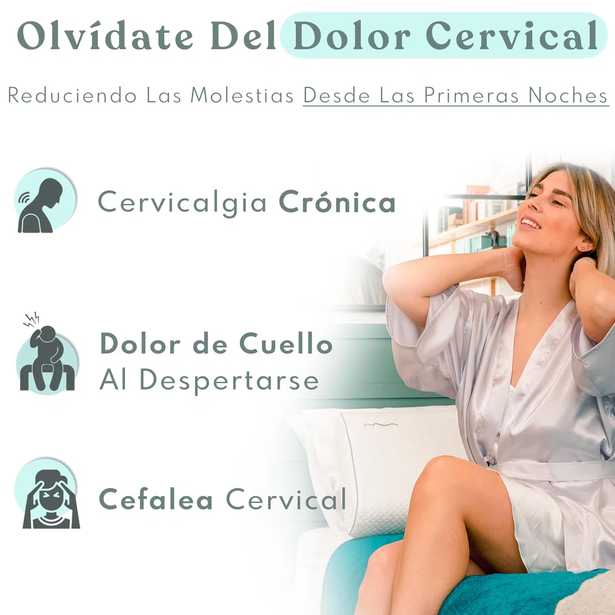 Almohada cervicales y Cuello Ajustable - Almohada Cervical para Personas Que Duermen de Lado o Boca Arriba - Almohada antironquidos - Almohadas cervicales para Dormir - Almohada ergonómica