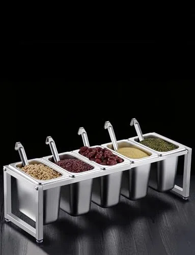Dispensador de condimentos con soporte integrado para cocina, restaurante y bar, almacenamiento de salsas y especias