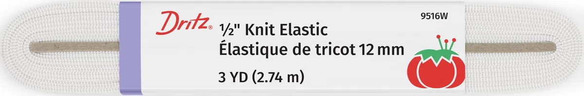 Dritz 9516W Tejido elástico, 1/2" x 3 Yardas, Blanco