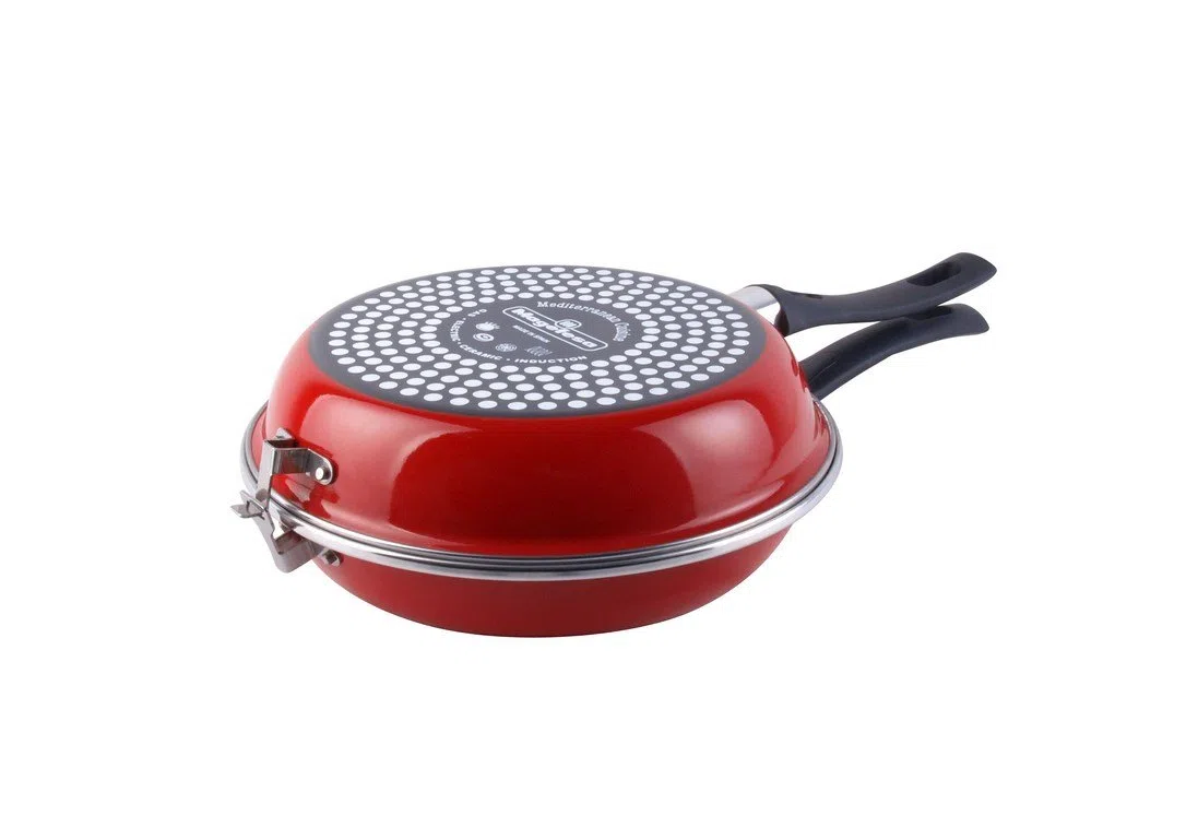 MAGEFESA 1106017 Praga sartén tortilla, Acero esmaltado vitrificado, Inducción y lavavajillas, Rojo, Diámetro 20