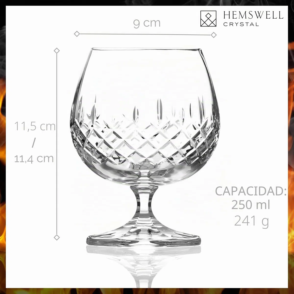 Vaso único de brandy - Copas de cristal talladas con caja de presentación - Vaso de brandy para coñac 250ml europeo - Wicklow